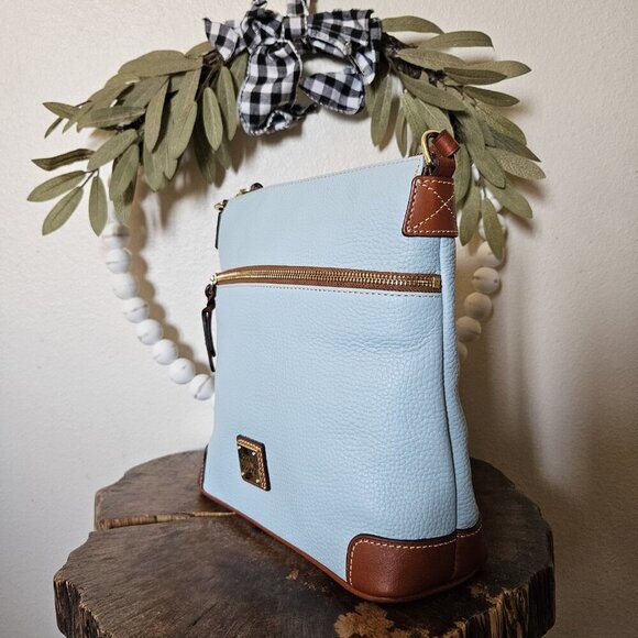 Dooney & Bourke Pebble Leather Shoulder Bag Powder Blue Saddle Trim NWOT R264 - Picture 11 of 16